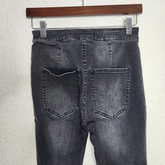 Free People High Waisted Lace-Up Jeggings  in Faded Black Women's Size 28 - Picture 6 of 8